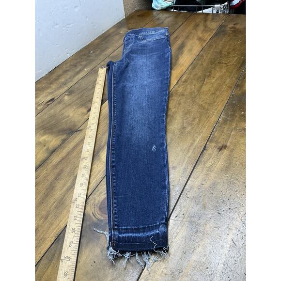 Spanx Distressed Ankle Skinny Jeggings Medium Wash Cotton Blend Small Raw Hem - Picture 8 of 8